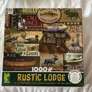 Rustic lodge puzzle bonus poster